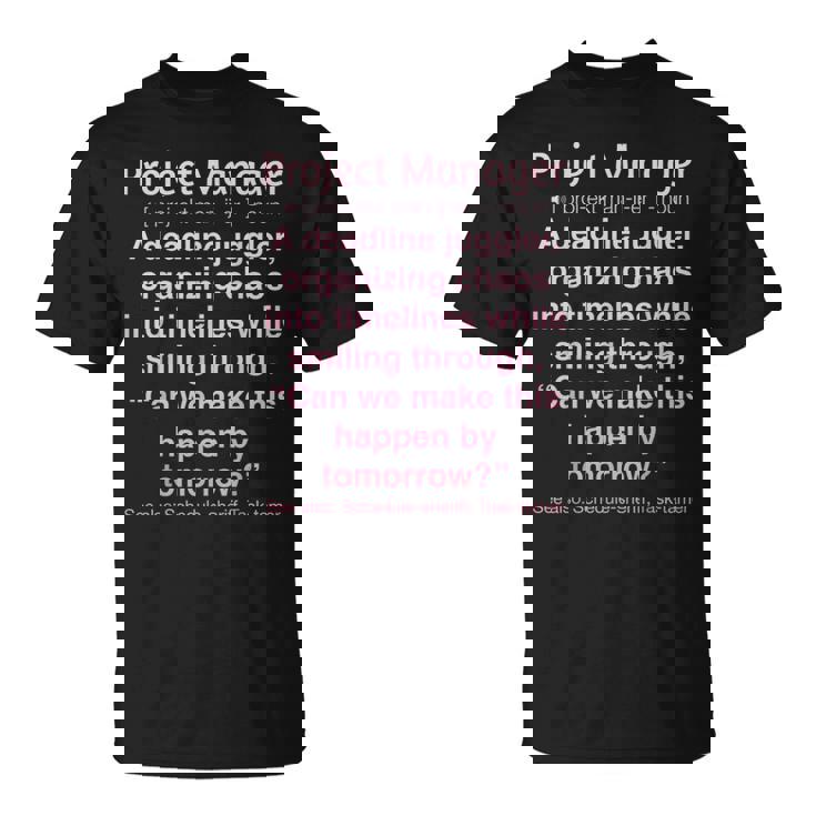 面白いプロジェクトマネージャー Tシャツ