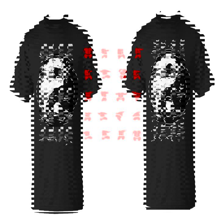 面白い太極拳猫が陰陽のデザインを動かす Tシャツ