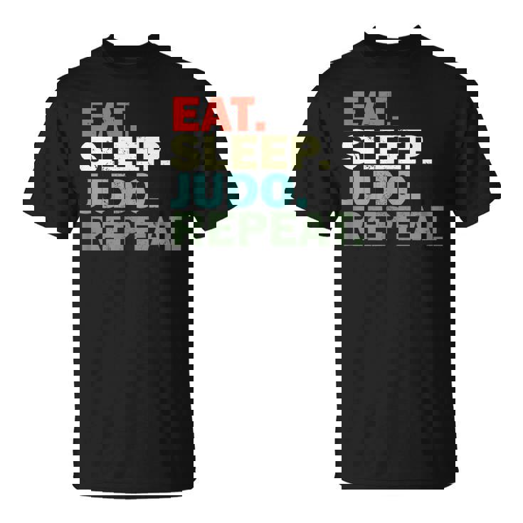 面白い柔道家が寝る柔道を食べる Tシャツ