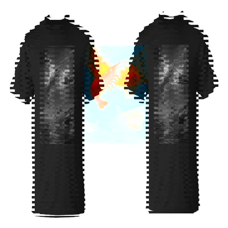 面白い燃えるようなエビスラムダンキングサメのミーム。 Tシャツ