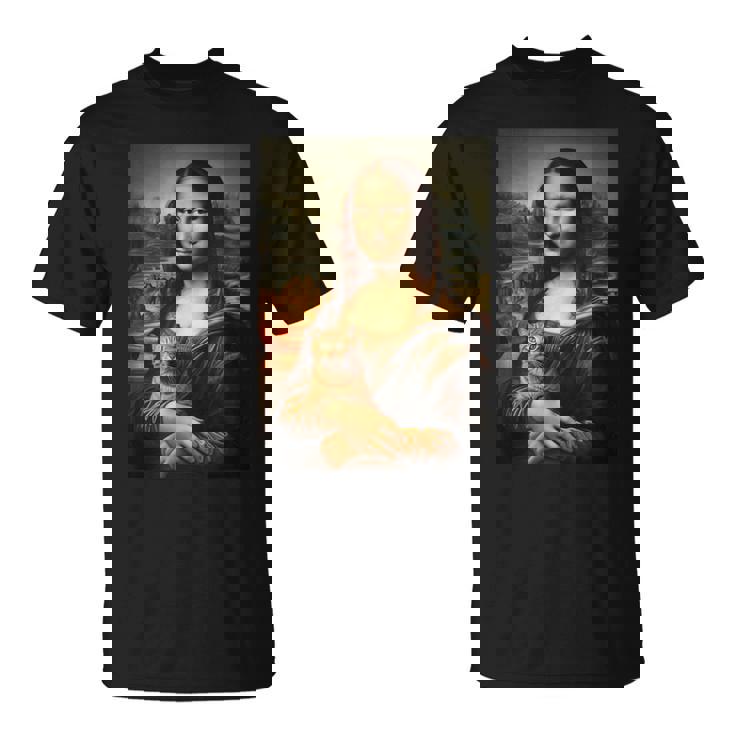 面白い猫 モナリザ 絵画 アート ママ お父さん Tシャツ