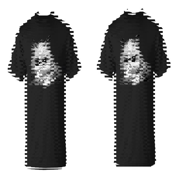 面白い猫 中指 皮肉 いたずらな 発言 Tシャツ