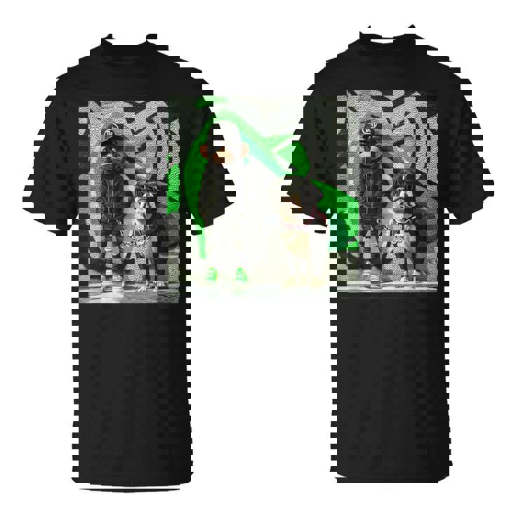 面白い猿と犬のグラフィックストリートウェアクールなデザイン 男性用 Tシャツ