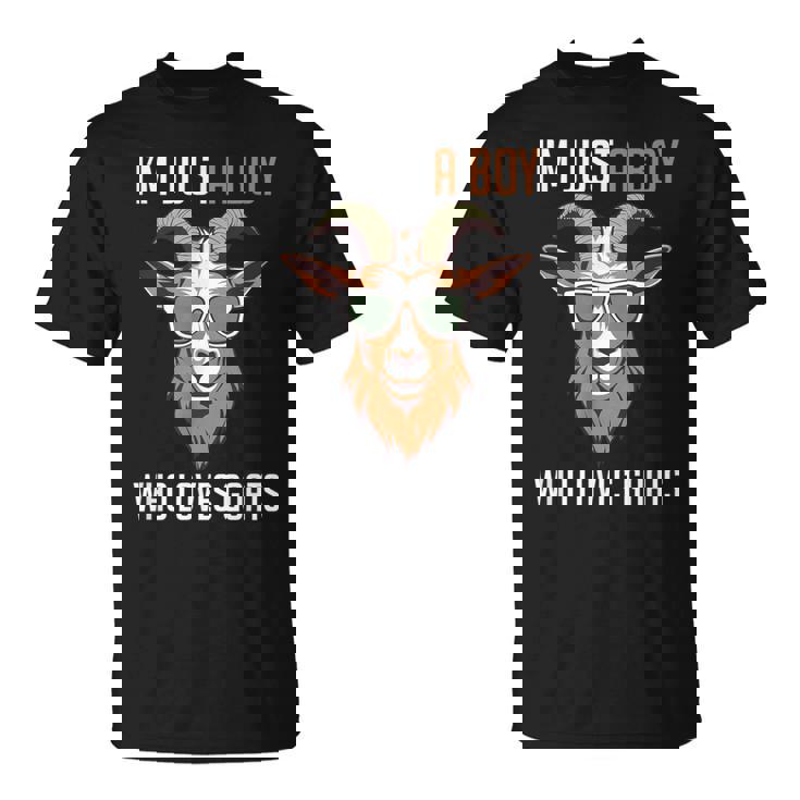 面白い農場の動物 ヤギ好き ただの少年 ヤギが大好きな人 Tシャツ