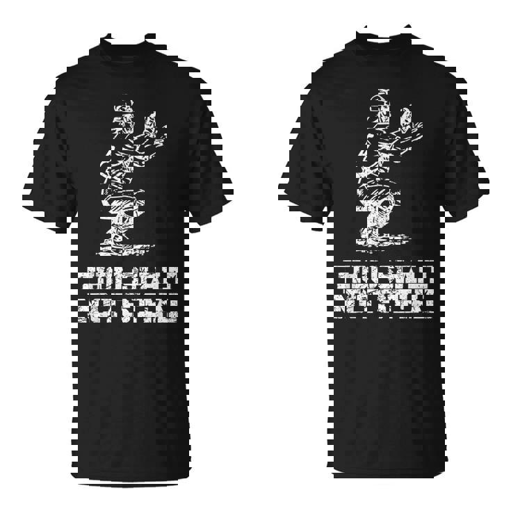 面白い野球選手キャッチャー ヴィンテージを盗んではなりません Tシャツ