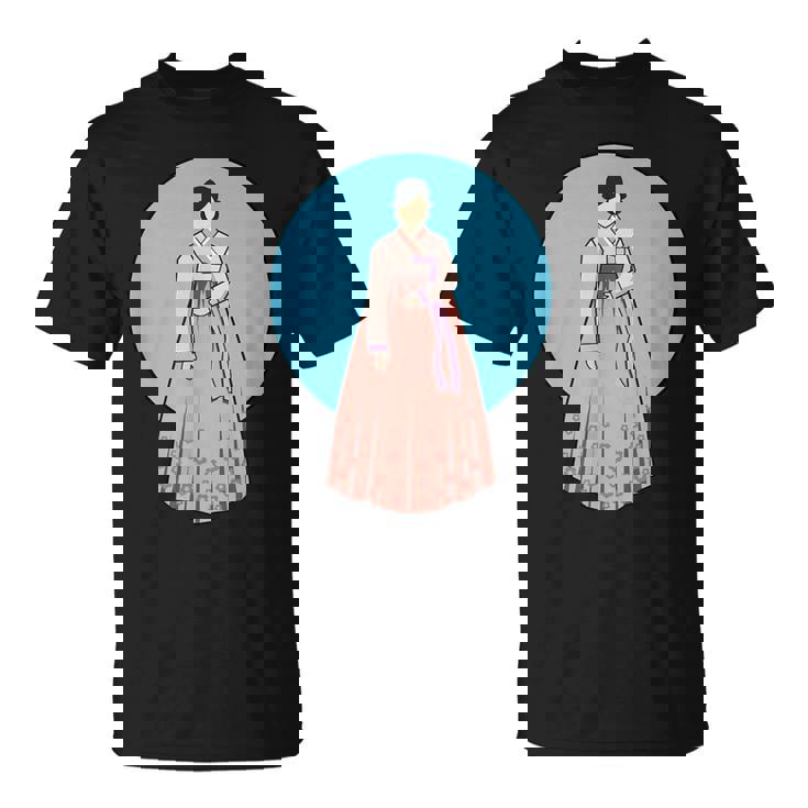 韓国伝統韓服を着た韓国の美少女 Tシャツ