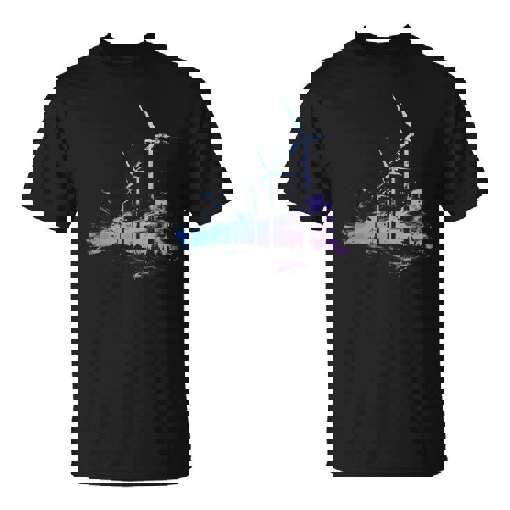 風力発電所 風車 タービン 再生可能エネルギー Tシャツ
