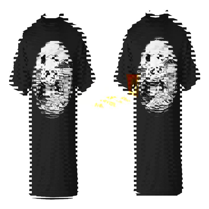 餃子 パンダ おもしろ 面白い ギョーザ ビール 和風 Tシャツ