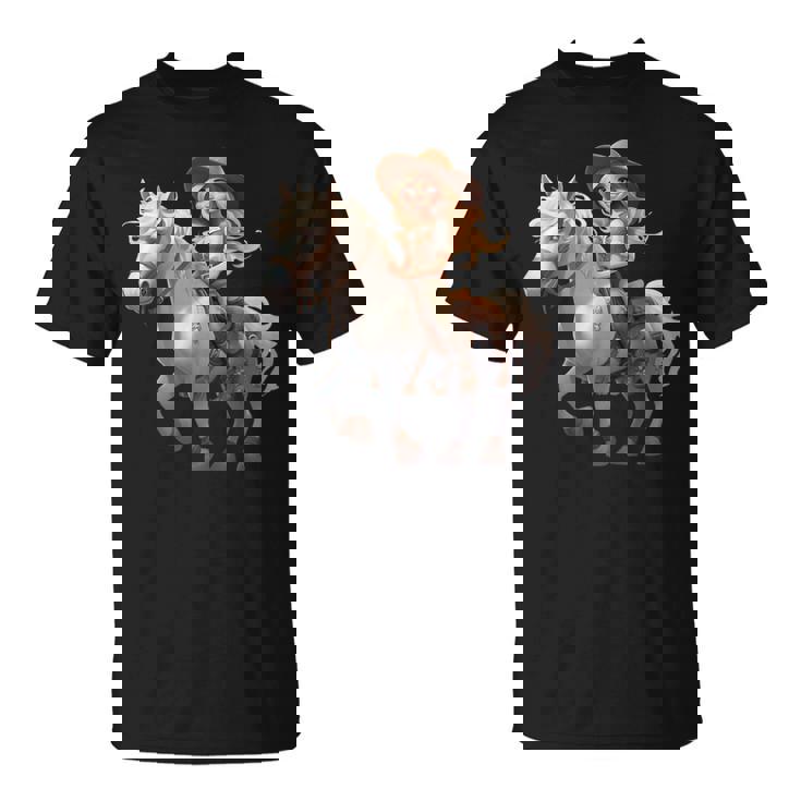 馬 女の子 西洋 乗馬 ポニー 水彩 馬 Tシャツ