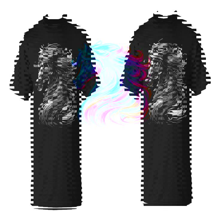 馬愛好家のための鮮やかな馬のファンタジー Tシャツ