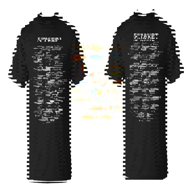 魚 アルファベット 教育 淡水 種 釣り Tシャツ