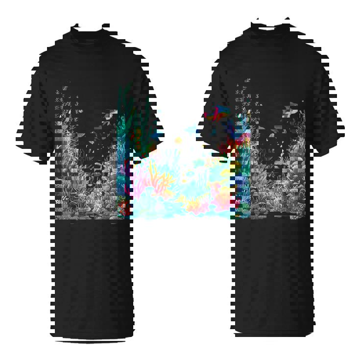 鮮やかなサンゴ礁海洋生物のシーン Tシャツ