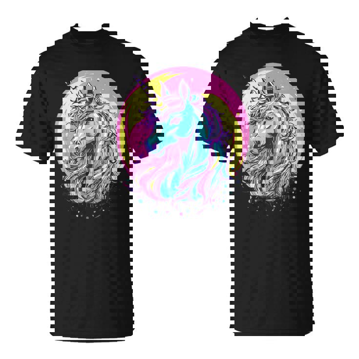 鮮やかなユニコーン マジック ファンタジー ムーンライト Tシャツ
