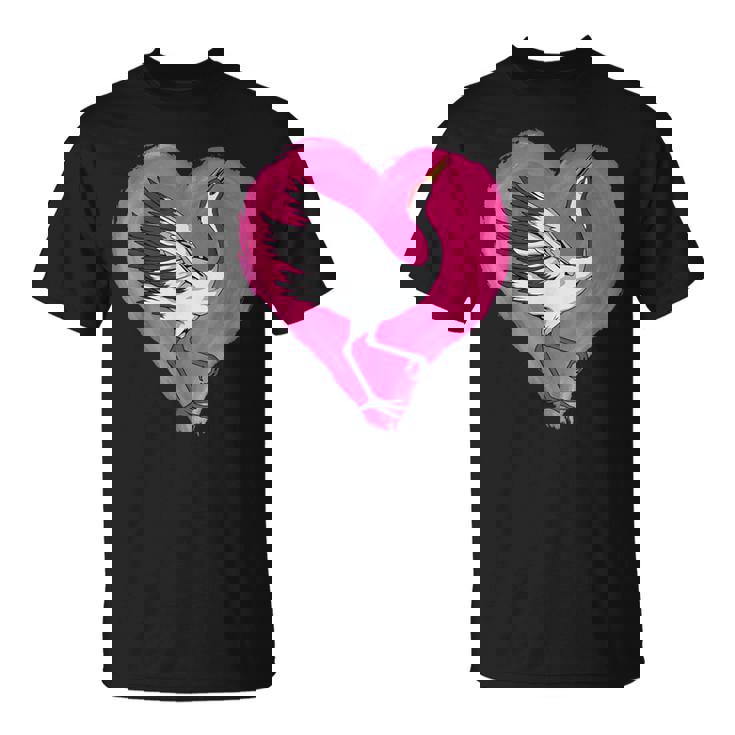 鶴 ハートデザインラブ 鶴 恋人 鶴 Tシャツ