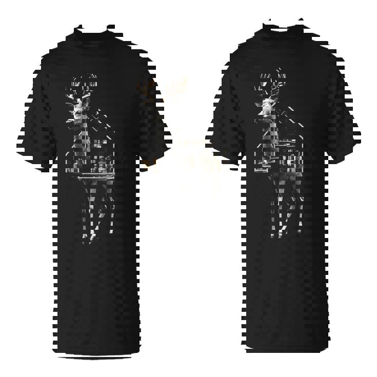 鹿 アート 図工 家 動物 イラスト グラフィック 鹿 Tシャツ