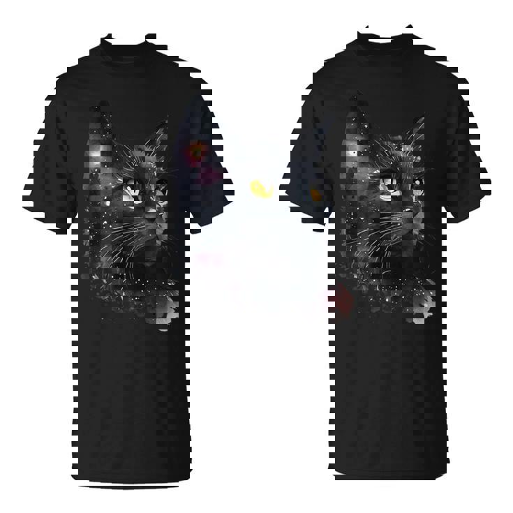 黒猫 黄色い目 猫の顔 子猫愛好家 Tシャツ