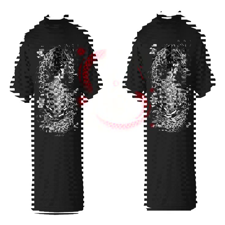 龍と刺青芸者 Tシャツ