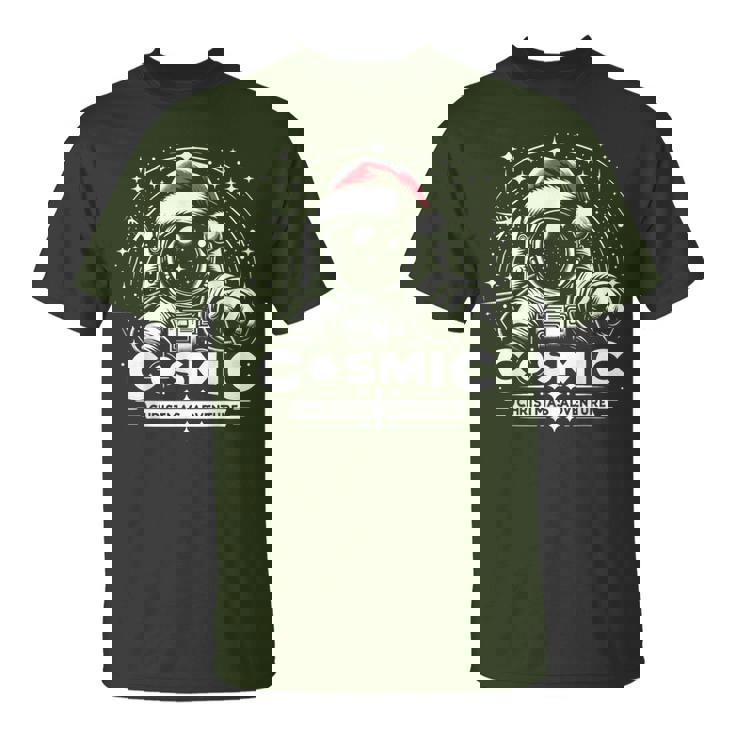 Cosmic Christmas Adventure ヴィンテージ宇宙飛行士サンタスペース Tシャツ