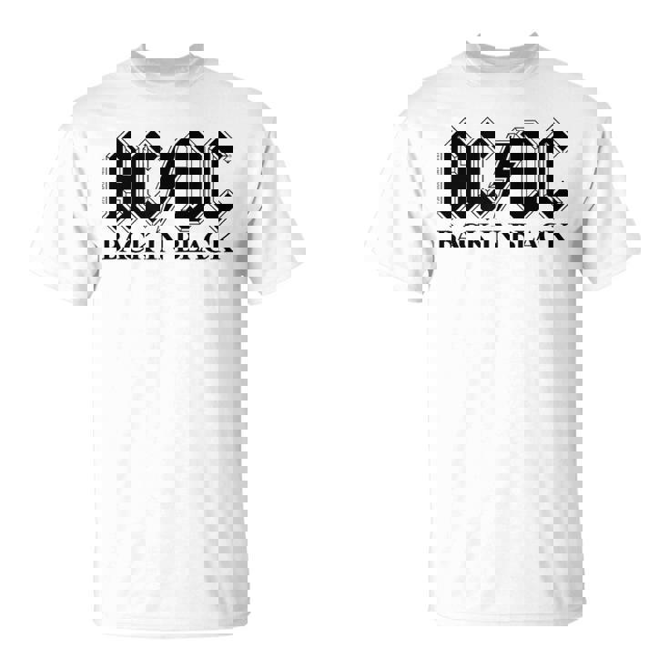 AcDcロックミュージックバンドバックブラックロゴ。 Tシャツ