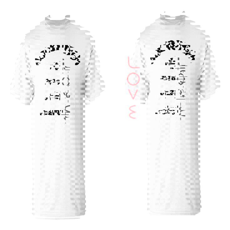 All You Need Is Love 数学グラフ方程式 黒文字 Tシャツ