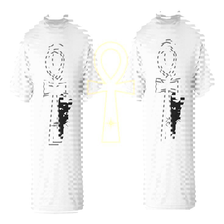 Ankh & Cat デザイン – スピリチュアル瞑想アート Tシャツ