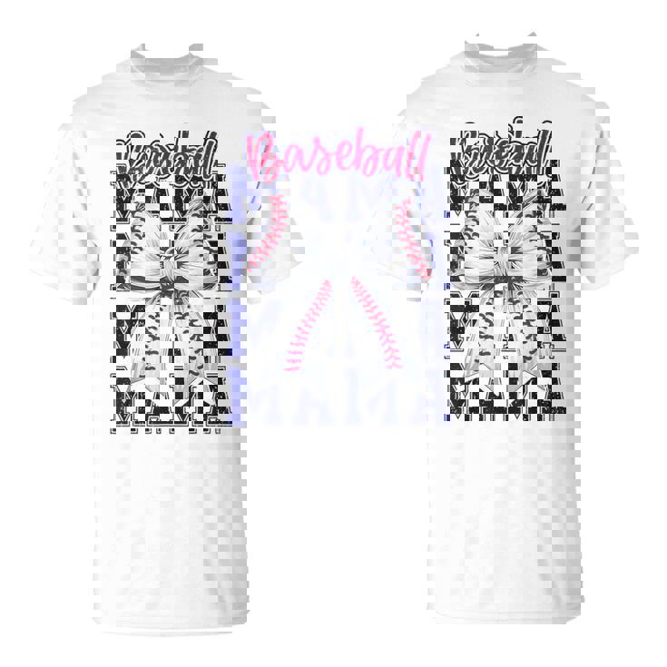Baseball Mama Coquette Bow Mom Mothers Game Day Baseball T-Shirt