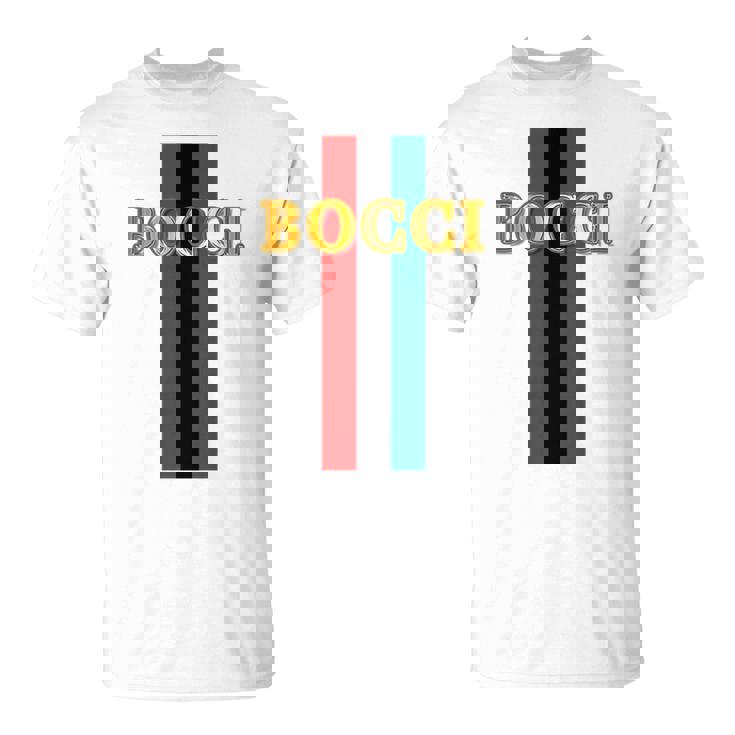 Bocci ぼっち《フェイクゴールド ロゴ》緑 赤 ライン【変なデザイン屋さん】陰キャ オタク ブランド パロディ 面白 長袖tシャツ Tシャツ