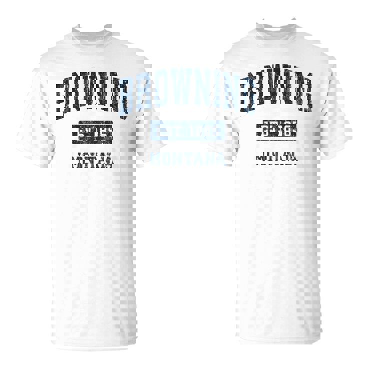 Browning Montana Mt ビンテージ スポーツ 確立 ネイビーデザイン 長袖tシャツ Tシャツ