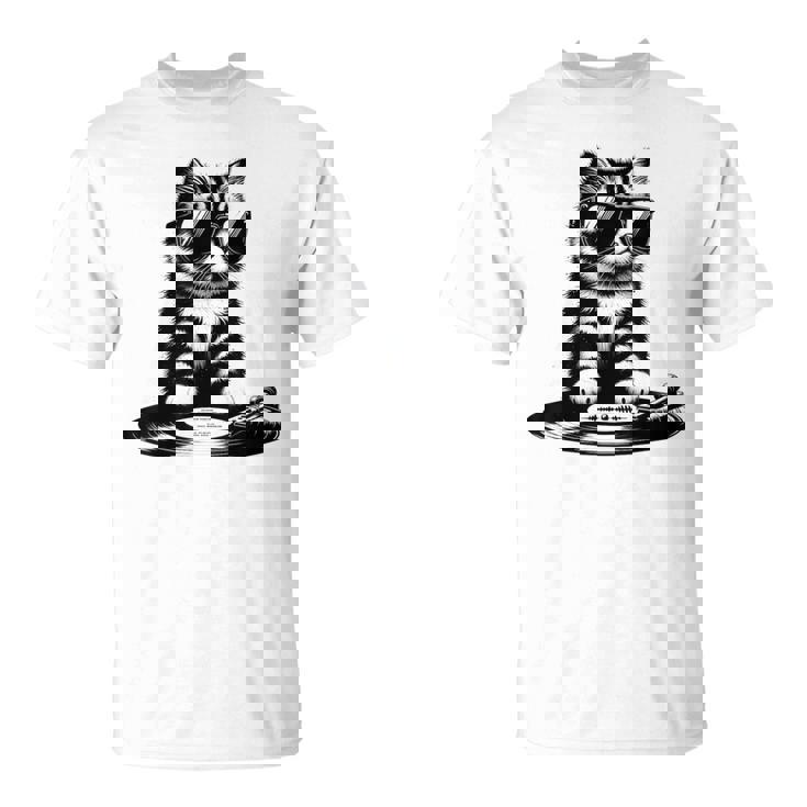 Cool Dj Cat ビニールレコード愛好家 Tシャツ