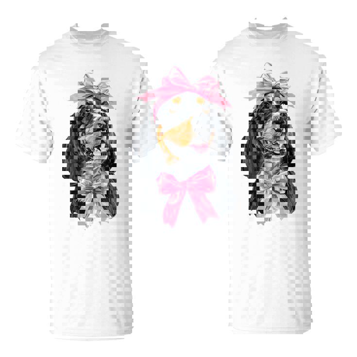 Coquette Bow Coonhound Dog Mom ピンクリボンガール Tシャツ