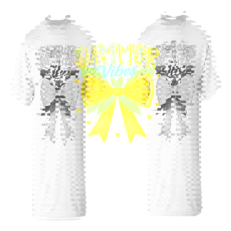 Cute Lemon Tropical Fruits Coquette Bows Summer Vibes Girl T-Shirt