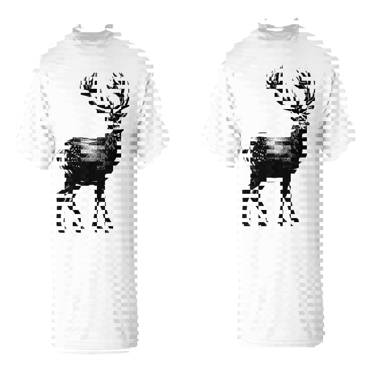 Deer Dad Mom Lover モノクロ 鹿 Tシャツ