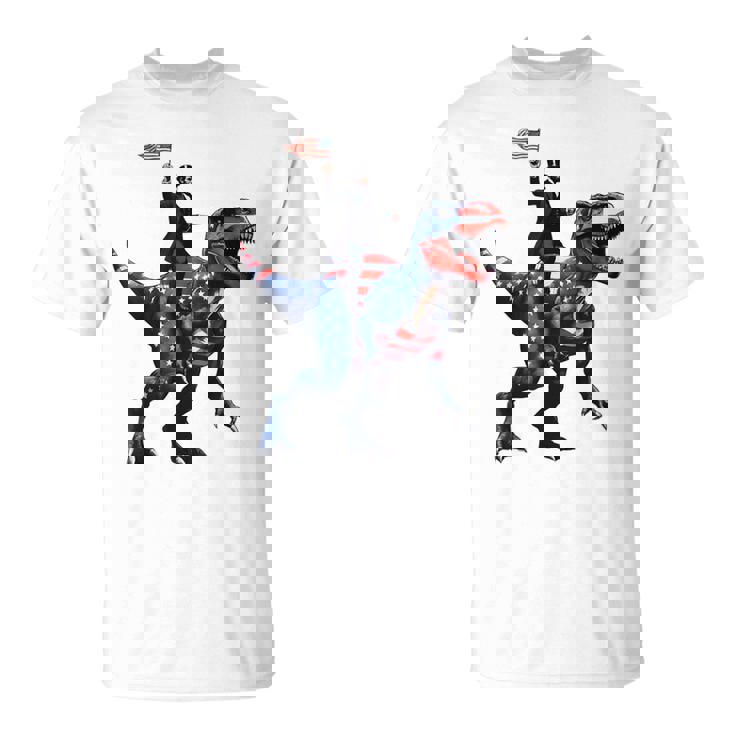 Dino Abraham Lincoln 4Th Of July Boys American Flag Tシャツ