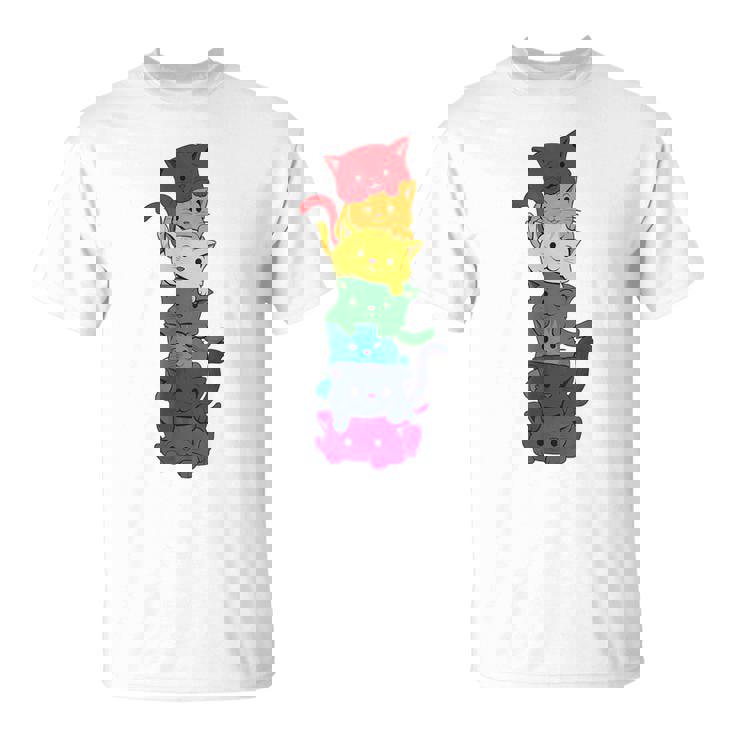Divertido Gato Lgbt Pila Arco Iris Orgullo Gay Para El Amante De Camiseta unisex