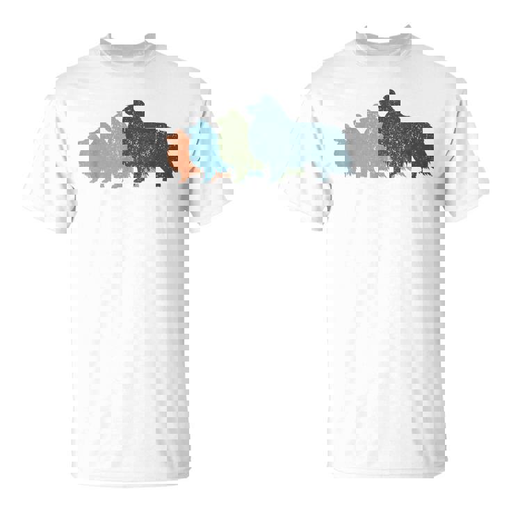 Dog Mom & Dad シルエット ヴィンテージ シェルティ シェットランド シープドッグ Tシャツ