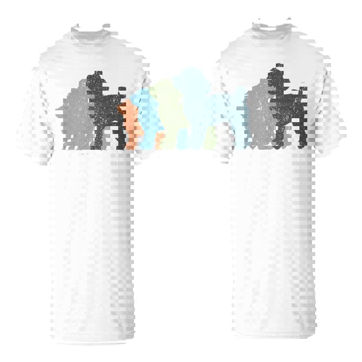 Dog Mom & Dad シルエット ヴィンテージトイプードル Tシャツ