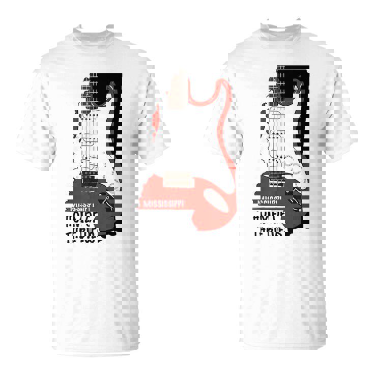 Estado De Mississippi Inicio De Los Blues Music Guitar Tunes Camiseta unisex