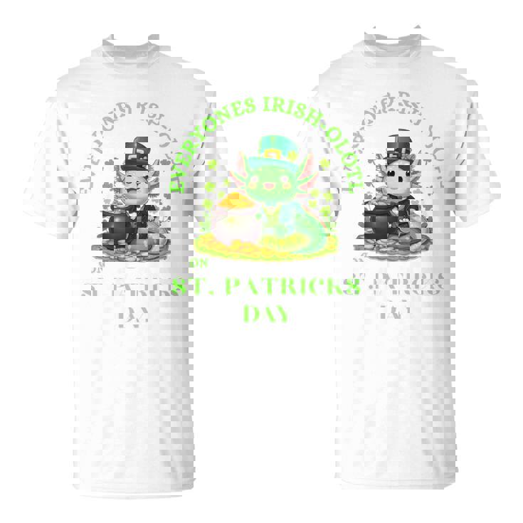 Everyones Irish Olotl Axolotl 聖パトリックデー グリーン アホロートル 長袖tシャツ Tシャツ