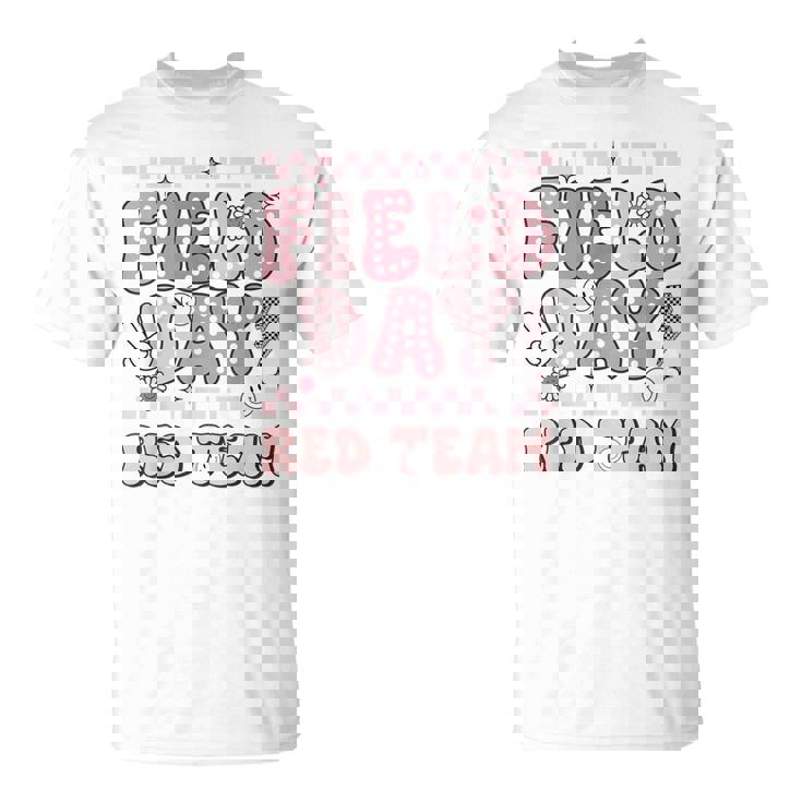 Field Day Red Team Groovy Smile Face Checkered Students T-Shirt