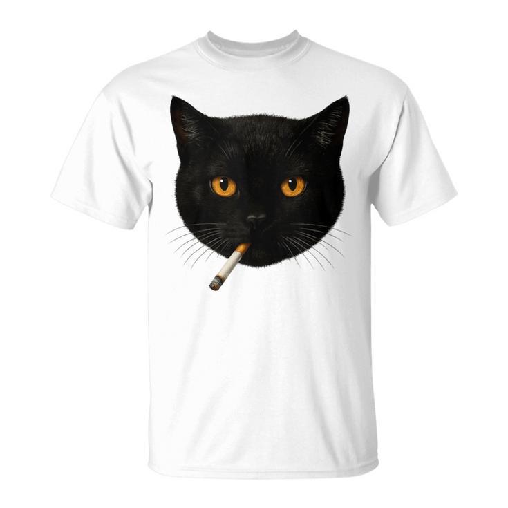 Black Cat Meme Cat Smoking Cigarette Cat Lovers Long Sleeve T-Shirt
