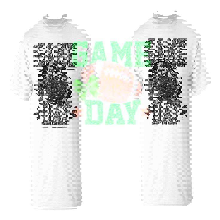 Game Day Touchdown Football Mom Girls Go Cheer Green T-Shirt