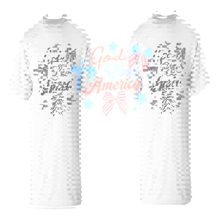 God Bless America コケットボウ 7月4日 キリスト教の愛国心 Tシャツ