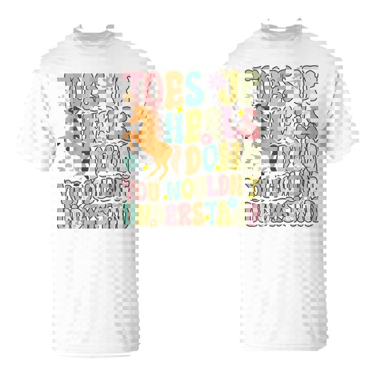 Groovy 乗馬 乗馬 乗馬 つま先アップ ヒールダウン Tシャツ