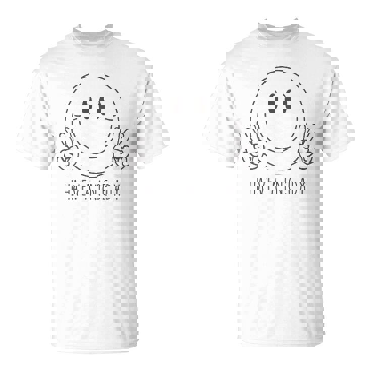 Have A Nice Day 70年代 かわいい ハッピーピース ハンドサイン スマイルフェイス Tシャツ
