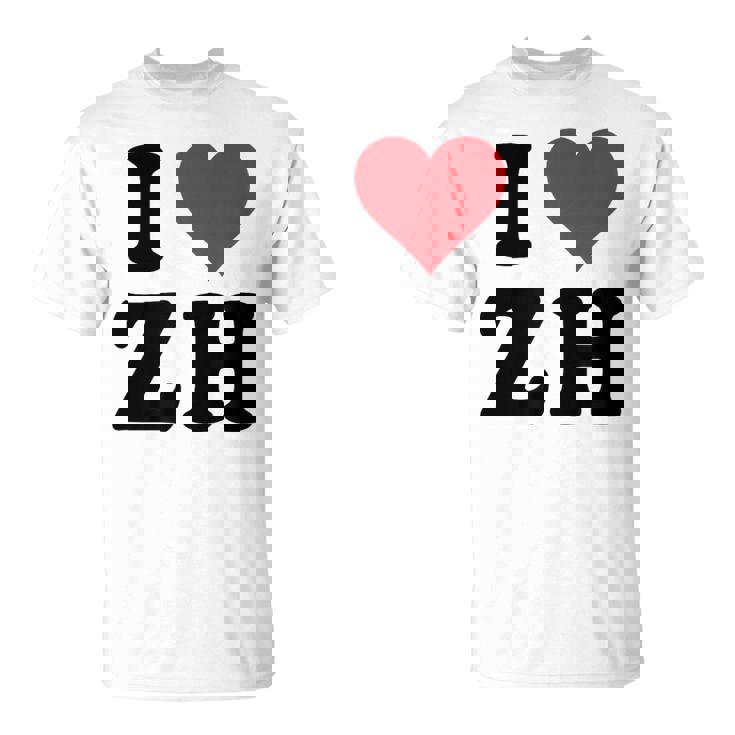 I Heart Zh Initials I Love ZH First And Last Name Z H Tシャツ