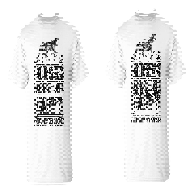 Horses Make Me Happy 楽しい馬愛好家 農家乗馬 Tシャツ