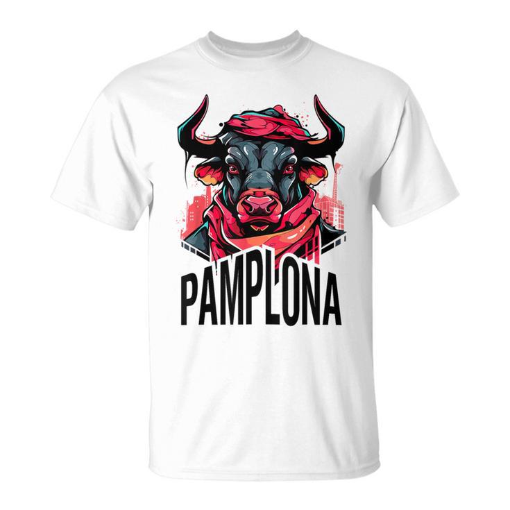 Ilustración Divertida Toroan Fermines De Pamplona Camiseta unisex