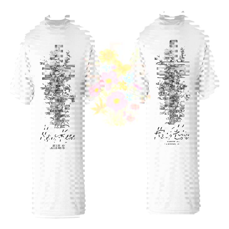 He Is Risen 花柄 十字架 春の花 イースター クリスチャ Tシャツ