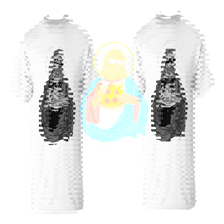 Jesus Holding A Pizza 長袖tシャツ Tシャツ