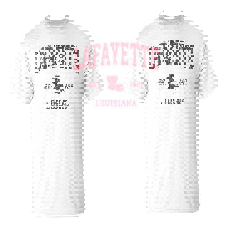 Lafayette ルイジアナ Laビンテージスポーツデザイン レッドプリント Tシャツ